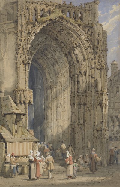 Die Vorhalle der Kathedrale von Reims, ca. 1840 von Samuel Prout